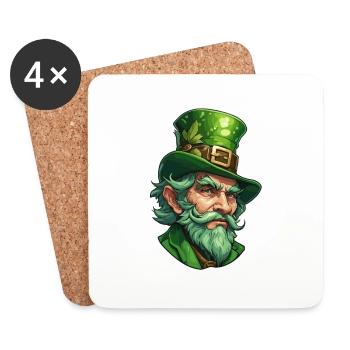Leprechaun / Kobold / grün / Ginger / Irland - Untersetzer (4er-Set) - Weiß - Vorne