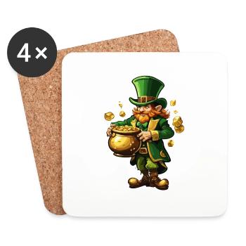 Leprechaun / Leprechaun / Vert / Gingembre / Irlande - Dessous de verre (lot de 4) - blanc - Devant