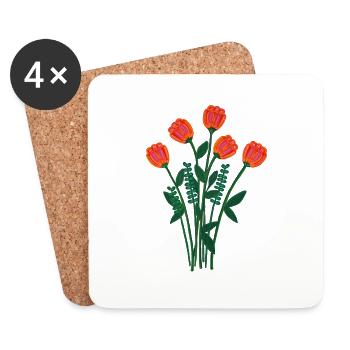 Romantischer Blumenstrauß - Untersetzer (4er-Set) - Weiß - Vorne
