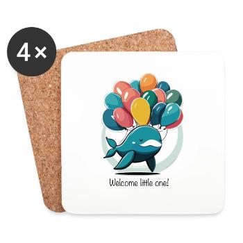 bébé baleine - Dessous de verre (lot de 4) - blanc - Devant