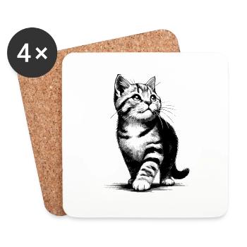 Adorable Kitten Pawsitively Charming Pet Lover - Coasters (set of 4) - white - Front
