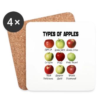 Types of Apples - Apples Breeds List Apples Lover - Coasters (set of 4) - white - Front