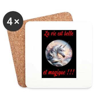 La vie est belle et magique. - Dessous de verre (lot de 4) - blanc - Devant