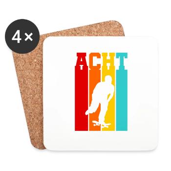 Acht Jahre alt - Alter - Geburtstag - Skater - Untersetzer (4er-Set) - Weiß - Vorne