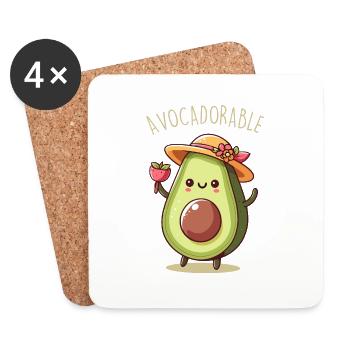 Avocadorable - Dessous de verre (lot de 4) - blanc - Devant