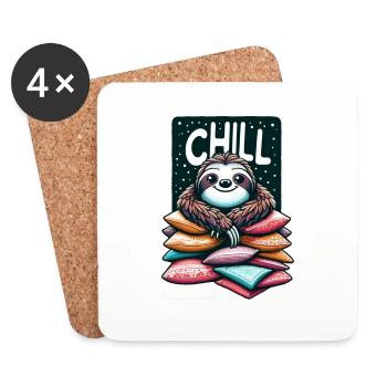 Chill Sloth - Coasters (set of 4) - white - Front