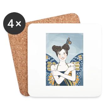 Schmetterling - Untersetzer (4er-Set) - Weiß - Vorne