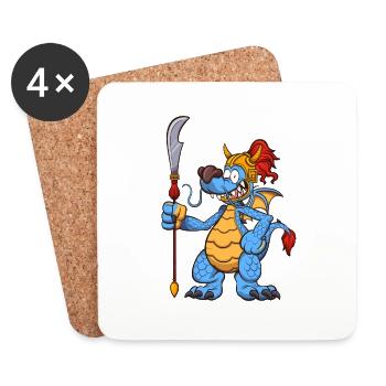 Guerrier dragon chinois - Dessous de verre (lot de 4) - blanc - Devant