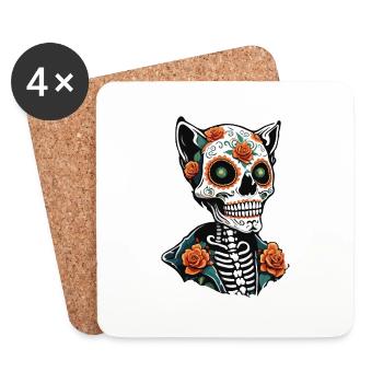 La Catrina / Tattoo / Mexico / Animal / Cat - Coasters (set of 4) - white - Front