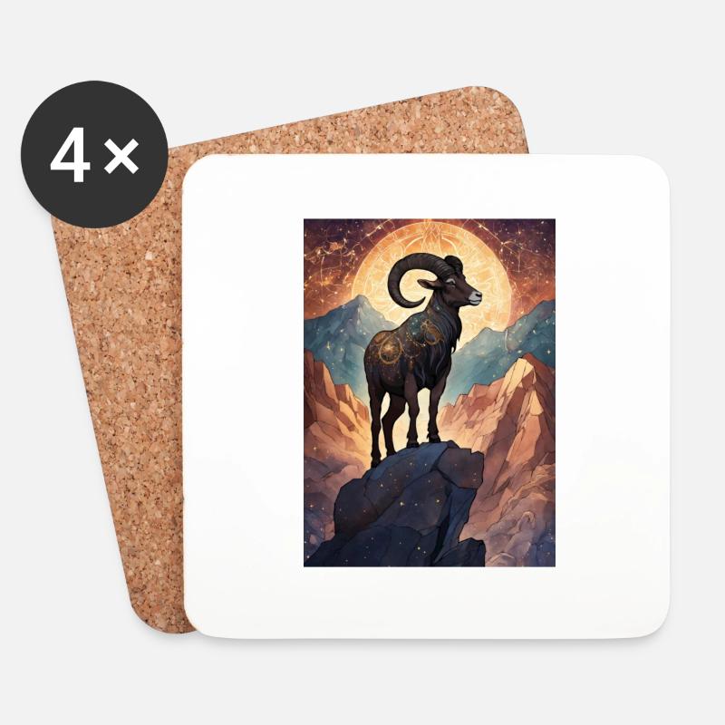 Sternzeichen Steinbock - Untersetzer (4er-Set) - Weiß