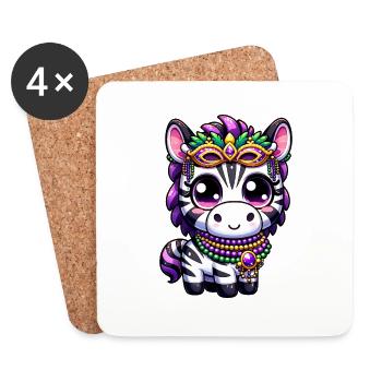 Mardi Gras Unicorn Cute Comic Kawaii - Coasters (set of 4) - white - Front