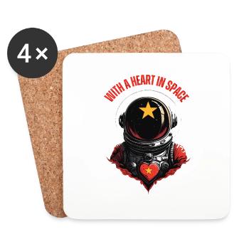 With a heart in space - Coasters (set of 4) - white - Front