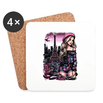 Paris Fashion Flair – Eiffelturm Chic - Untersetzer (4er-Set) - Weiß - Vorne