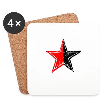 star red black drawn patina path turned - Untersetzer (4er-Set) - Weiß - Vorne