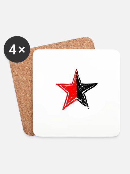 star red black drawn patina path turned - Untersetzer (4er-Set) - Weiß