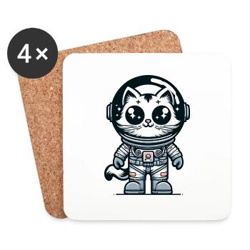 Cute Cat Astronaut - Untersetzer (4er-Set) - Weiß - Vorne