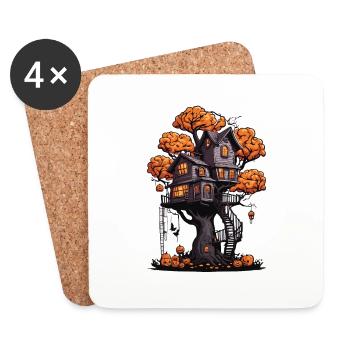Treehouse / Treetop / Treehouse / Adventure - Coasters (set of 4) - white - Front
