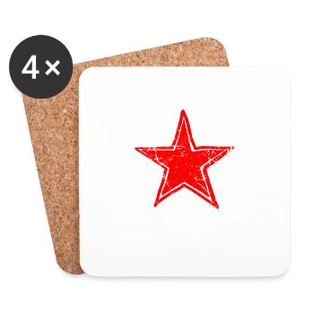 star drawn path red - Untersetzer (4er-Set) - Weiß - Vorne
