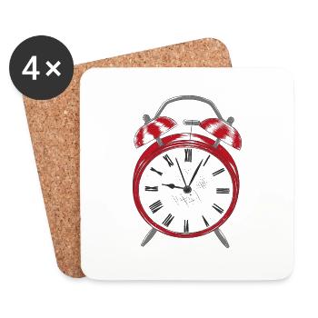Wecker Alarm Uhr - Untersetzer (4er-Set) - Weiß - Vorne