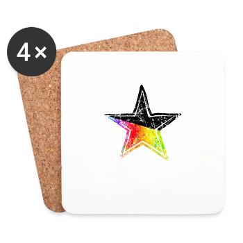 Chemin dessiné noir Star Pride - Dessous de verre (lot de 4) - blanc - Devant