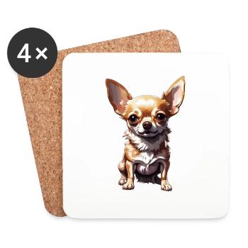 Chihuahua / petit chien / animal / minuscule / race - Dessous de verre (lot de 4) - blanc - Devant