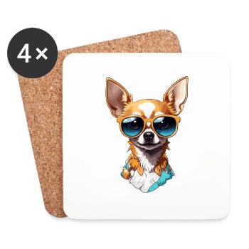 Chihuahua / petit chien / animal / minuscule / race - Dessous de verre (lot de 4) - blanc - Devant