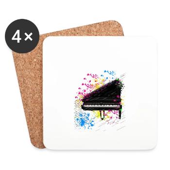 piano,flügel,klavier,bunt,farbe - Untersetzer (4er-Set) - Weiß - Vorne