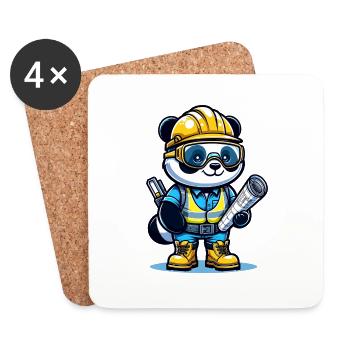 Cute Panda Construction Worker - Untersetzer (4er-Set) - Weiß - Vorne