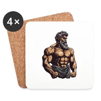 Muscles Bodybuilder Entraînement Gym - Dessous de verre (lot de 4) - blanc - Devant