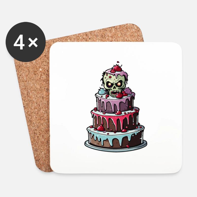 Geburtstagstorte / Kuchen / Happy Birthday / Torte - Untersetzer (4er-Set) - Weiß