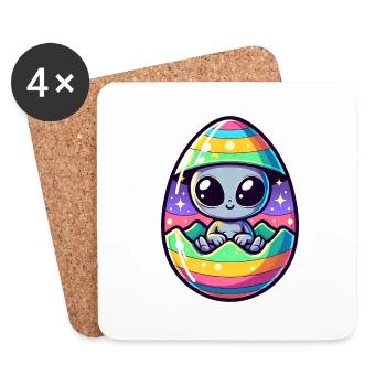 Alien Easter Egg Hatching Design: Colorful Surprise - Coasters (set of 4) - white - Front