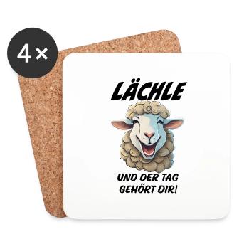 Lächle und der Tag gehört dir Schaf Schafe - Untersetzer (4er-Set) - Weiß - Vorne