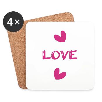 LOVE. COUPLE. JUST MARRIED. Bachelorette party. VALENTINE'S DAY. - Coasters (set of 4) - white - Front