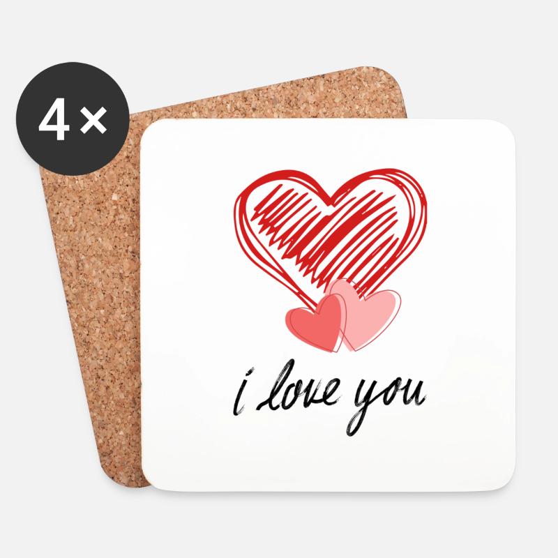 I love you - Untersetzer (4er-Set) - Weiß