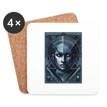 Visage bleu de l’homme de l’espace - Dessous de verre (lot de 4) - blanc - Devant