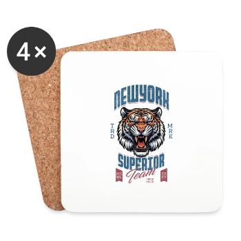 New York Tiger - Dessous de verre (lot de 4) - blanc - Devant