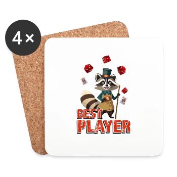 Waschbär mit Zylinder Würfel Spielkarten Player - Untersetzer (4er-Set) - Weiß - Vorne