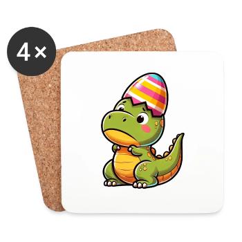Easter T-Rex in Eggshell, Clumsy - Coasters (set of 4) - white - Front