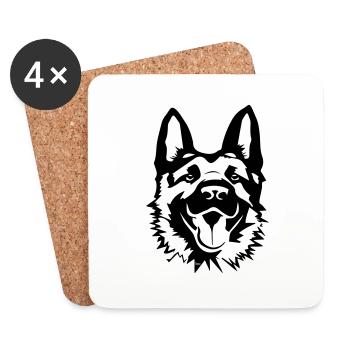 Deutscher Schäferhund - Untersetzer (4er-Set) - Weiß - Vorne