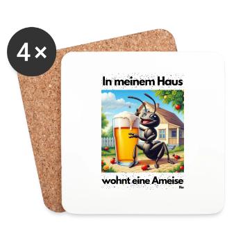 Malle Il y a une fourmi dans ma maison - Dessous de verre (lot de 4) - blanc - Devant