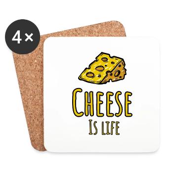 Le fromage, c’est la vie | Cadeau amusant pour les amateurs de fromage - Dessous de verre (lot de 4) - blanc - Devant
