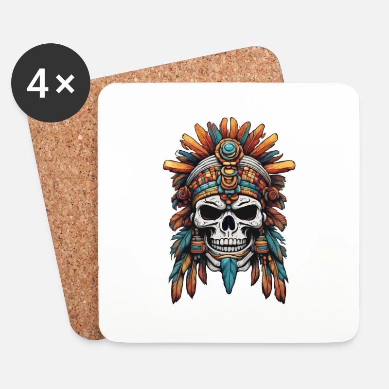 Mayan / Hochkultur / Peru / Maya Kalender / Motiv - Untersetzer (4er-Set) - Weiß