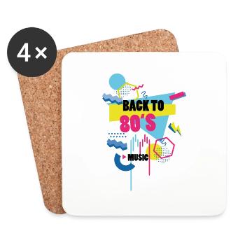 back to 80, retro, old school, vintage - Untersetzer (4er-Set) - Weiß - Vorne