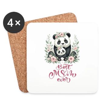 Meilleure maman jamais Panda amant Couronne florale I maman - Dessous de verre (lot de 4) - blanc - Devant