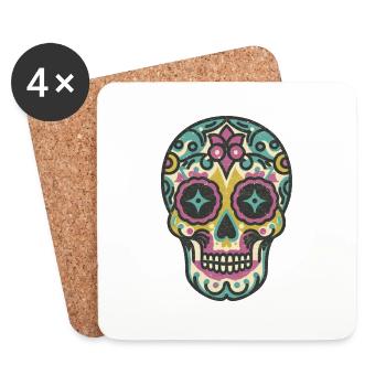Crâne rétro 2 - Dessous de verre (lot de 4) - blanc - Devant