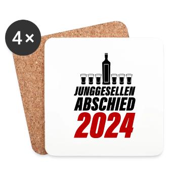 Junggesellen Abschied 2024 - Untersetzer (4er-Set) - Weiß - Vorne