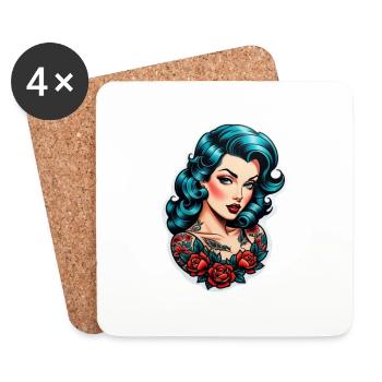 Rockabilly / Pin-up / 50s - Coasters (set of 4) - white - Front
