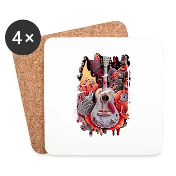 saxophone music retro heavy metal Hard Rock Punk - Coasters (set of 4) - white - Front