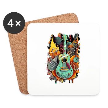 saxophone music retro heavy metal Hard Rock Punk - Coasters (set of 4) - white - Front