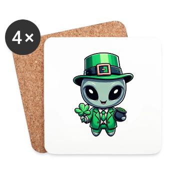 St. Patrick's Day alien extraterrestrial celebration desig - Coasters (set of 4) - white - Front